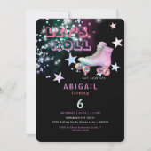 Jong Meisje Let's Roll Schaatsen Neon Verjaardagsf Kaart (Voorkant)