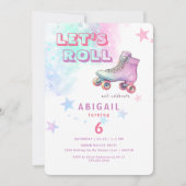 Jong Meisje Let's Roll Schaatsen Verjaardagsfeest Kaart (Voorkant)