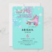 Jong Meisje Let's Roll Turquoise Verjaardagsfeestj Kaart (Voorkant)