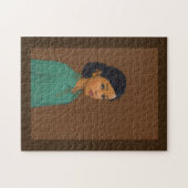 jong meisje met bruine huid groen shirt legpuzzel (Horizontaal)