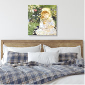 Jong Meisje met een Doll (door Berthe Morisot) Canvas Afdruk (Insitu (Slaapkamer))