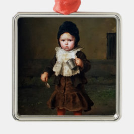 Jong meisje met een lege beker (Ludwig Knaus) Metalen Ornament