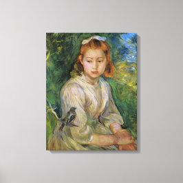 Jong Meisje Met Een Vogel (door Berthe Morisot) Canvas Afdruk