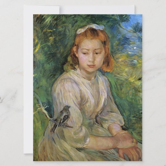 Jong Meisje Met Een Vogel (door Berthe Morisot) Kaart (Voorkant)