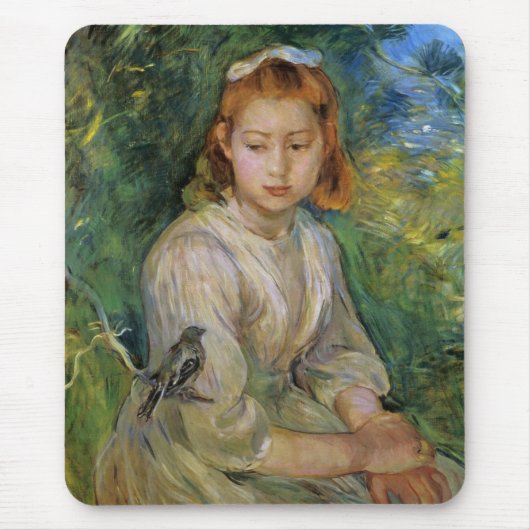 Jong Meisje Met Een Vogel (door Berthe Morisot) Muismat (Voorkant)