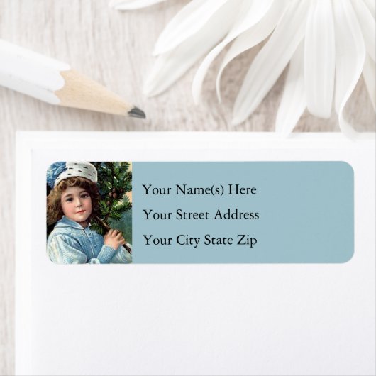 jong meisje met kerstbomen etiket (Insitu)