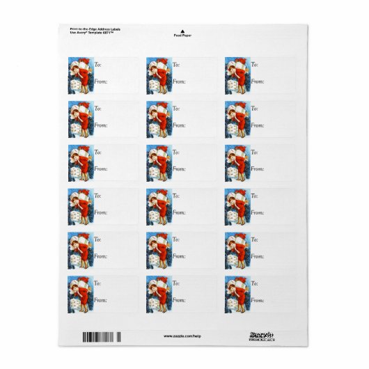  jong meisje met kerstcadeautjes Label (Full Sheet)