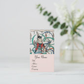 JONG MEISJE MET KLEURIGE LINTEN WERVELT EN CUPIDO VISITEKAARTJE (Staand voorkant)