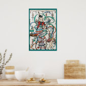 JONG MEISJE MET KLEURRIJKE LINT WERVELT EN CUPIDO POSTER (Keuken)