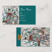 JONG MEISJE MET KLEURRIJKE LINT WERVELT EN CUPIDO VISITEKAARTJE (Voorkant / Achterkant)