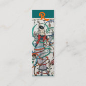 JONG MEISJE MET KLEURRIJKE LINTEN DIE RONDZWIEREN  MINI VISITEKAARTJE (Achterkant)