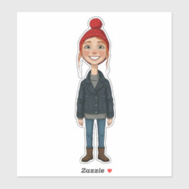 Jong Meisje met Rode Muts en Sticker