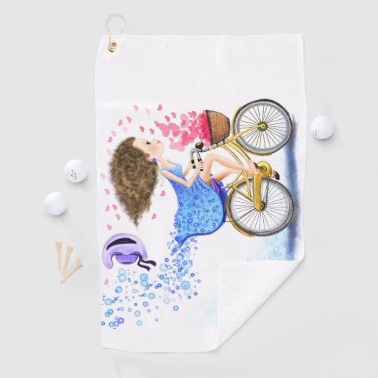 jong meisje op een fiets golf handdoek romantisch (Insitu)