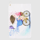 jong meisje op een fiets golf handdoek romantisch (Voorkant)