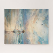 Jong meisje op het strand legpuzzel (Horizontaal)