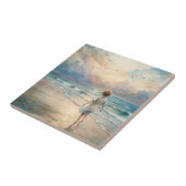 Jong meisje op het strand tegeltje (Zijkant)