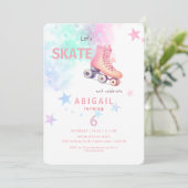 Jong Meisje Rolschaatsen Afgerond Verjaardagsfeest Kaart (Staand voorkant)