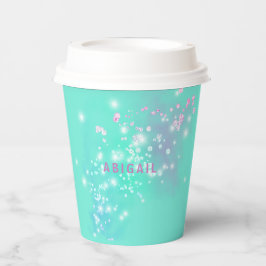 Jong Meisje Rolschaatsen Turquoise Verjaardagsfees Papieren Bekers