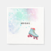 Jong Meisje Rolschaatsen Turquoise Verjaardagsfees Servet (Voorkant)