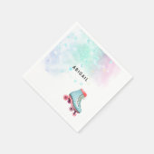 Jong Meisje Rolschaatsen Turquoise Verjaardagsfees Servet (Hoek)