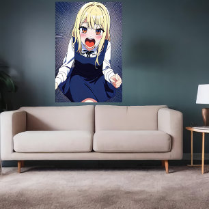 Jong meisje schreeuwen AI Art Poster