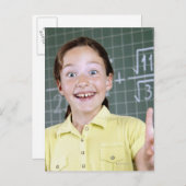 jong meisje voor bord die idee hebben briefkaart (Voorkant / Achterkant)