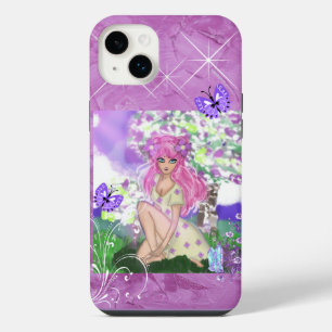 Jong meisje zittend met bloemen telefoonhoesje