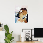 Jong paar dat samen danst, vintage romantisch poster (Thuiskantoor)