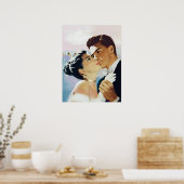 Jong paar dat samen danst, vintage romantisch poster (Keuken)