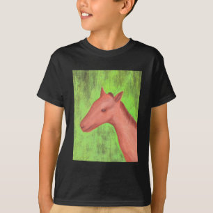 Jong paard pony geschilderd in waterverf, shirt