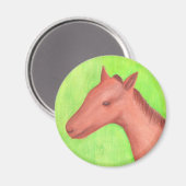 Jong paard, pony, in waterverf magneet (Voorkant / Achterkant)