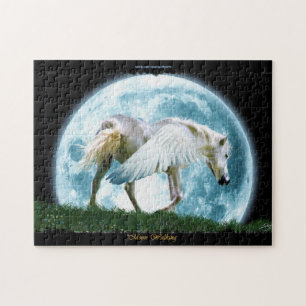 Jong Pegasus & Volle Maan Fantasy Art Puzzel Legpuzzel