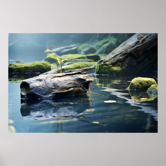 Jong Plant water rustig vredig Poster (Voorkant)