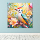 Jong Regenboog Specht Fantasie Vogel Canvas Afdruk (Insitu (Houten vloer))