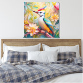 Jong Regenboog Specht Fantasie Vogel Canvas Afdruk (Insitu (Slaapkamer))