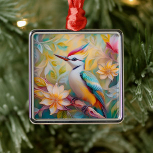 Jong Regenboog Specht Fantasie Vogel Metalen Ornament