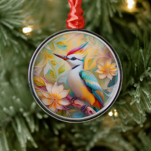 Jong Regenboog Specht Fantasie Vogel Metalen Ornament