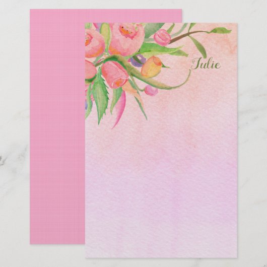 Jong, Roze en in Bloom Persoonlijke Stationery Briefpapier (Voorkant / Achterkant)