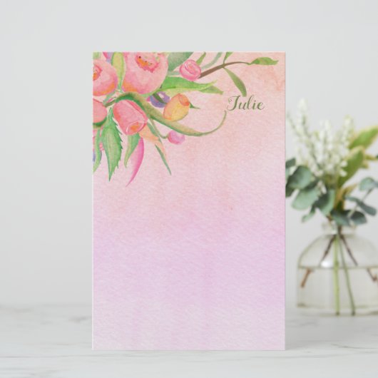 Jong, Roze en in Bloom Persoonlijke Stationery Briefpapier (Staand voorkant)