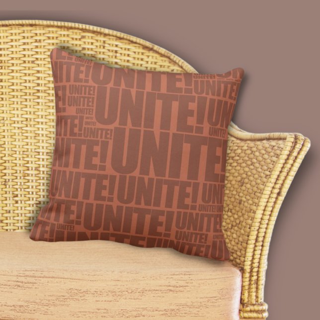 Jong Verbrand-Sinaasappel VERENIGEN! Typografisch  Kussen (Young Burnt-Orange UNITE! Typography Pattern Throw Pillow, Living & Home)