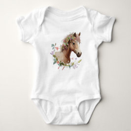 Jong veulen paard met bloemen romper
