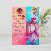 JONG VOL ZOET 16 FEESTJE, Roze Glitters Monogram Kaart (Staand voorkant)