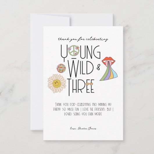 Jong, Wild & Drie | B-Day bedankpas | Boho Bedankkaart (Voorkant)