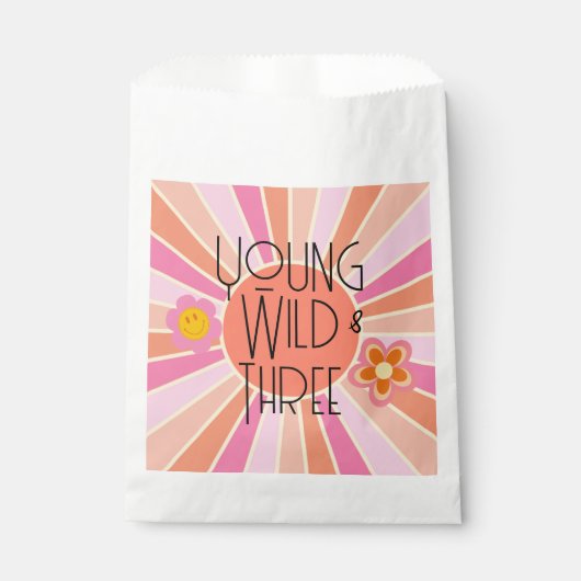 Jong, Wild & Drie | B-Day Favor Bag | roze Bedankzakje (Voorkant)