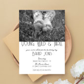 Jong, Wild & Drie | B-Day foto uitnodigen | B&W Kaart