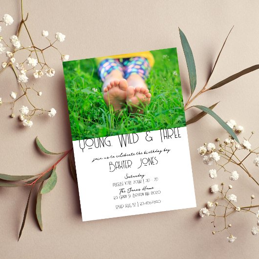 Jong, Wild & Drie | B-Day foto uitnodigen | Kleur Kaart