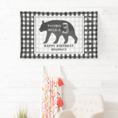 Jong Wild & Drie Beer Gingham Verjaardag Spandoek (Insitu)