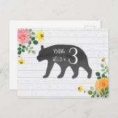 Jong Wild & Drie Beer Wildflower Verjaardag Uitnodiging Briefkaart (Voorkant / Achterkant)
