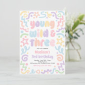 Jong Wild & Drie Confetti Ballon 3e Verjaardag  Kaart (Staand voorkant)