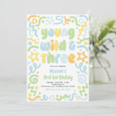 Jong Wild & Drie Confetti Ballon 3e Verjaardag Kaart (Staand voorkant)